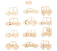 BESTonZON Baby Milestone Cards with Fine Wood Grain 13pcs Photo Props Wooden Commemorative Growth Blocks for Newborns and Infants for Birthday and Monthly Photography Sessions