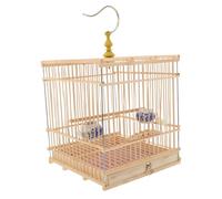 BESTonZON Bamboo Bird Cage for Songbirds Small Rectangular Habitat with Carbonized Durable Weaving and User Friendly Door Lock for Budgies Lovebirds Parrots Indoor Balcony Decorative Aviary