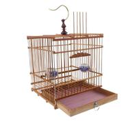 BESTonZON Bamboo Rectangular Bird Cage for Small Parrots Natural Habitat Carbonized Bamboo Indoor Outdoor Use for Goldfinches Zosterops Balcony Garden Decor
