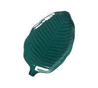 BESTonZON Banana Leaf Ceramic Plate and Dessert Dish Green Tableware Set, Small Ceramic Serving Plate for Snacks and Kitchen Use, Decorative Leaf-Shaped Dish for Home