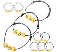 BESTonZON Baseball Bracelet Adjustable Baseball Bracelets Braided Waterproof Sport Wristband for Women Men Teens Softball Friendship Team Spirit Accessory