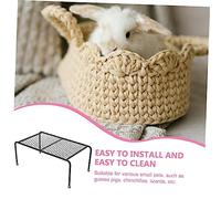 BESTonZON Bearded Dragon Bed Small Animal Platform Reptile Lounge Chair with Feeding Storage Rack for Lizards Hamsters Chinchillas Parrots Pet Activity Stand Black Small