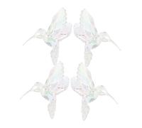 BESTonZON Bird Elegant Set 4pcs Iridescent Ornament Flying Hummingbird Acrylic Pendants Suncatchers for Outdoor Garden Decoration for Patio and Home Décor