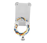 BESTonZON Bird Mirror Activity Station Toy for Parrots Chewable Cotton Rope Hanging Toy 1pcs Interactive Bird Cage Accessory for Parakeets and Cockatiels
