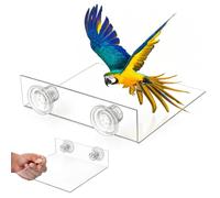 BESTonZON Bird Platform Acrylic Parrot Perch with Suction Cup Stand for Small Birds like Macaw and Parakeet on Walls and Windows with Versatile Usage 7.87x7.28x1.97