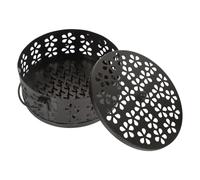 BESTonZON Black Iron Incense Coil Holder with Decorative Effect and Ash Collection, Suitable for Dormitory and Floor Placement, Sturdy Mosquito Coil Burner Box for Home Use
