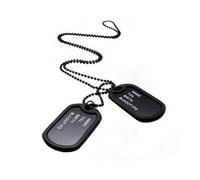 BESTonZON Black Military Dog Tag Necklace Anti-Rust Id Tags with Chains and Silencers for Dogs Pet Identification Name Phone Blood Type