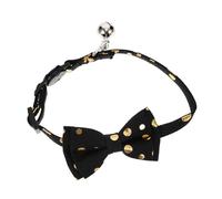 BESTonZON Bowknot Cat Collar with Bell Adjustable Black Print Pet Ornament Comfortable Breathable Cat Necklace for Holiday Party