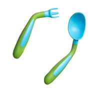 BESTonZON Boys and Girls Feeding Spoon Fork Set 2 Pieces Bendable Pp Material Safe for Baby's First Meals