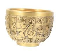 BESTonZON Brass Treasure Bowl Feng Shui Money Bowl Desktop Decoration for Luck and Wealth Finely Carved Small Cup