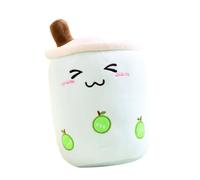 BESTonZON Bubble Tea Pillow Milky Tea Soft Pacifying Cute Green Fruit Eye Design Decoration Birthday Gift for Friends