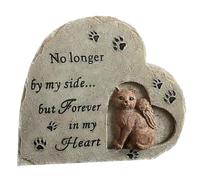 BESTonZON Cat Memorial Stone for Garden Durable Resin Pet Grave Marker Heart Shaped Angel Cat Statue Outdoor Cat Headstone Comforting Lost Pets Elegant Memorial Ornament