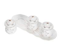 BESTonZON Ceramic Chinese Teacup Set with Lotus Shape, Easy to Clean and Elegant Design, for Buddha Worship at Home or Temple, Enhancing Solemn Atmosphere with Inviting Wealth Chalice