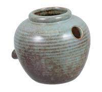 BESTonZON Ceramic Fountain Flowing Pot Waterfall for Fishponds Indoor Outdoor Water Feature Bowl with Wide U Spout for Garden Pond Tabletop Decoration and Water Circulation System