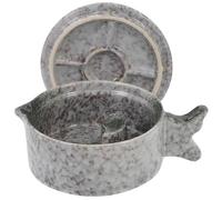 BESTonZON Ceramic Multi-Function Ink Dish with Lid for Calligraphy and Chinese Drawing Professional Ink Plate and Brush Rest Tray for Painting