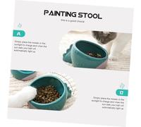 BESTonZON Ceramic Pet Food Bowl Smooth Surface Easy Clean Cartoon Dinosaur Design Blue Cat Dog Feeding Water Holder