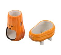 BESTonZON Ceramic Pumpkin Water Bottle Stand for Small Pets Hamster Water Dispenser Holder with Playful Design Suitable for Hamsters Mice Guinea Pigs and Rabbits Compact and Stable Feeder