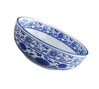 BESTonZON Ceramic Soup Bowl Noodle Bowl Asian Ramen Bowl Blue 8 Inch Chinese Style Bowl Soups Noodles Porridge Noodle Soup Salad Serving Bowl