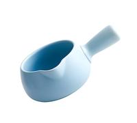 BESTonZON Ceramics Milk Pan 700ml Mini Blue Soup Pot Single Handle Baby Food Heating Noodle Pan Household Cooking Pot