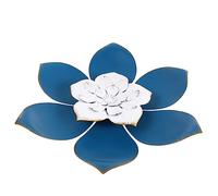 BESTonZON Chic Blue Iron Art Flower Wall Decor Sturdy Artificial Flower Adornment with Built Hook for Bedroom Living Room Indoor Wall Hanging Decoration
