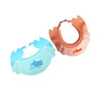 BESTonZON Children's Waterproof Shampoo Cap Adjustable Baby Shower Visor Hat for Hair Washing Protection of Eyes and Ears with Elastic Band, 2pcs Whale Blue Pink for Toddler Bath Safety