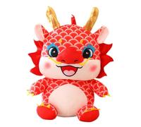 BESTonZON Chinese Year Dragon Plush Doll Red Zodiac Mascot Soft Stuffed for Festive Decoration and Gift with Lucky Auspicious Meaning