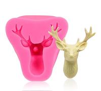 BESTonZON Christmas 3D Deer Head Silicone Chocolate Mold 2.7" Reindeer Fondant Mould for Baking Soap Cake Candy Kitchen Tool