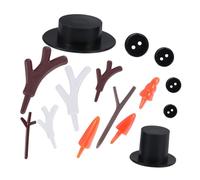 BESTonZON Christmas Snowman DIY Material Set with 60 Nose Pieces, 200 Buttons in 4 Sizes, Small Medium Hats, and 6 Pairs of Reindeer Antlers for Christmas Decorations and Handmade Crafts