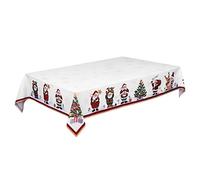 BESTonZON Christmas Tablecloth Santa Christmas Tree Printed Xmas Table Runner Christmas Tablecloth Cover Rectangular for Xmas Party Holiday Winter Home Decor 84 x 60in