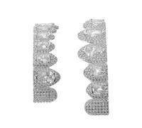 BESTonZON Chunky Rhinestone Grill Teeth Fangs Hip Hop Rapper Grill Caps for Men Women Gothic Vampire Halloween Cosplay Party Jewelry Accessories Top Bottom Tooth Caps