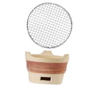BESTonZON Clay Charcoal Grill Stove with Mesh for Outdoor Camping Bbq Hollow Design for Better Air Circulation Easy Setup Portable Barbecue Cooking Stove for Meat Fish and Vegetables