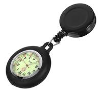 BESTonZON Clip-On Black Luminous Pocket Watch Badge Reel for Nurses and Doctors, Stretchable Hanging Medical Fob Watch with Glow Dial, Practical Healthcare Accessory