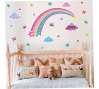 BESTonZON Colorful Rainbow Butterfly Wall Sticker Decal PVC Self-Adhesive Decor for Boys Bedroom Nursery Smooth Surface Removable Background Art