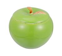 BESTonZON Creative Ceramic Candy Storage Jar with Fruit Shaped Lid, Fine Workmanship and Stable Bottom, Xmas Decorative Food Container for Your House or Desktop, Green Candy Holder