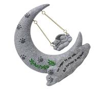 BESTonZON Creative Moon Cat Memorial Stone Resin Pet Grave Marker Unique Angel Shape Indoor Outdoor Garden Ornament for Cat Tribute and Pet Remembrance