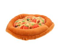BESTonZON Creative Pizza Shaped Cat Bed for Indoor Kittens Warm Winter Cat House with Squeaky Plush Cozy Sleeping Mat for Pets Brown Fruit Design