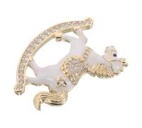 BESTonZON Creative White Horse Brooch Pin with Rhinestones, Animal Pattern Clothing Brooch for Women and Men Collar, Vintage Style Copper Badge for European Fashion Outfits