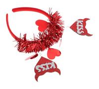 BESTonZON Cupid Heart Headband Red Glitter Felt Love-shaped Boppers Stylish Design Comfortable Fit Versatile Pairing Valentine's Day Wedding Hair Accessory for Women Couples