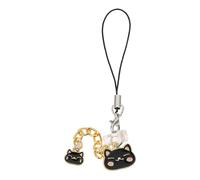 BESTonZON Cute Cartoon Cat Phone Charm Blue Charge Hole Protector Dust Plug Cap Small Mini Charge Hole Pendant with Adorable Kitty Phone Stopper in Black