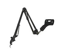 BESTonZON Desktop Microphone Stand Adjustable Suspension Boom Arm with Metal Double-braced Folding Arms Black 1500g Load Bearing Microphone Mount for Studios and Stores