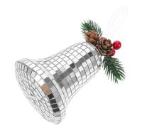 BESTonZON Disco Bell Silver Baubles Christmas Hanging Ornament with Reflective Mirror Surface Stylish Jingle Bells Silver Baubles For Christmas Tree Party Garden and Holiday Celebration