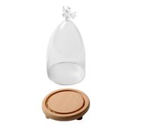 BESTonZON Display Dome Flower Cover with Wooden Base for DIY Landscape Adornments and Shelf Decoration, Glass Dome for Displaying Artificial Plants and Keepsakes