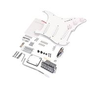 BESTonZON DIY Electric Guitar Kit Full Accessories St Style White with Prewired Pickguard Single Coil Pickups Tremolo Bridge Way Selector Volume Tone Controls for Beginners