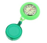 BESTonZON Doctor Luminous Nurse Clip-On Quartz Pocket Watch with Green Silicone Case, Retractable Hanging Fob Watch for Medical Staff and Students