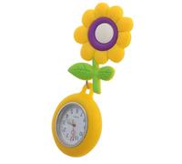 BESTonZON Doctor Luminous Quartz Clip-on Pocket Watch Telescopic Retractable Cord, Soft Cute Yellow Flower Nurse Fob Watch for Staff and Students