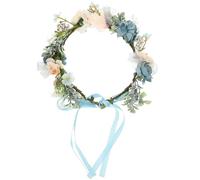 BESTonZON Dog Floral Crown Lightweight Fabric Wreath with Artificial Flowers and Leaves Adjustable Ribbon Design for Weddings and PET Photo Props for Dogs and Cats