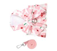 BESTonZON Dog Harness Dress for Small Dogs Soft Breathable Floral Print Pet Clothes with Bowknot Decor Vibrant Color Retention Comfortable Fit for Female Puppies and Kittens
