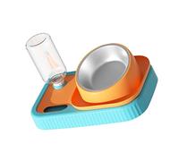 BESTonZON Double Bowl Cat Food Bowl Automatic Water Dispenser Raised Tilted Design for Easy Feeding for Multi-pet Families