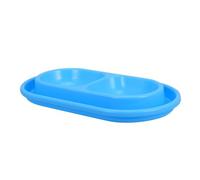 BESTonZON Double Cat Food Water Bowls Sky-blue Dual Feeder with Separate Compartments for Small Medium Cats Puppies Outdoor Use Anti-ant Pet Feeding Station