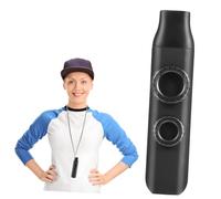 BESTonZON Double Hole Black Kazoo 1Pcs with Replacement Mouthpiece, Lanyard, and 10 Round Membranes - Portable Kazoo Musical Instrument for and Party Music Accompaniment